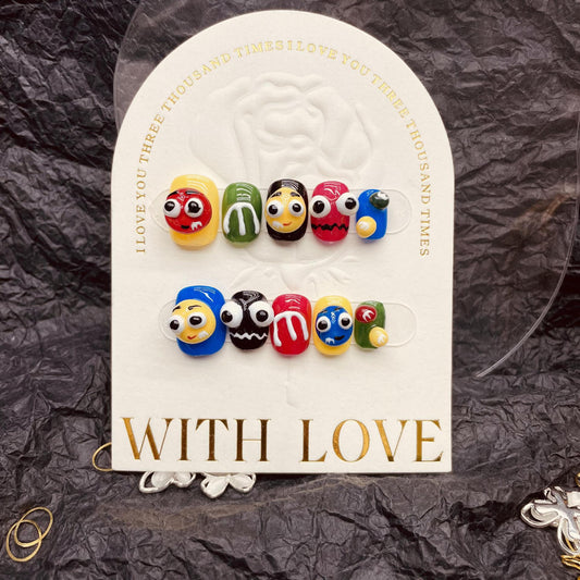 H5 M&M CHOCOLATE COLORFUL PAINTING HANDMADE NAIL