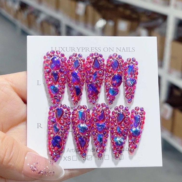 M073 Water Drop Lilac Purple HANDMADE NAIL