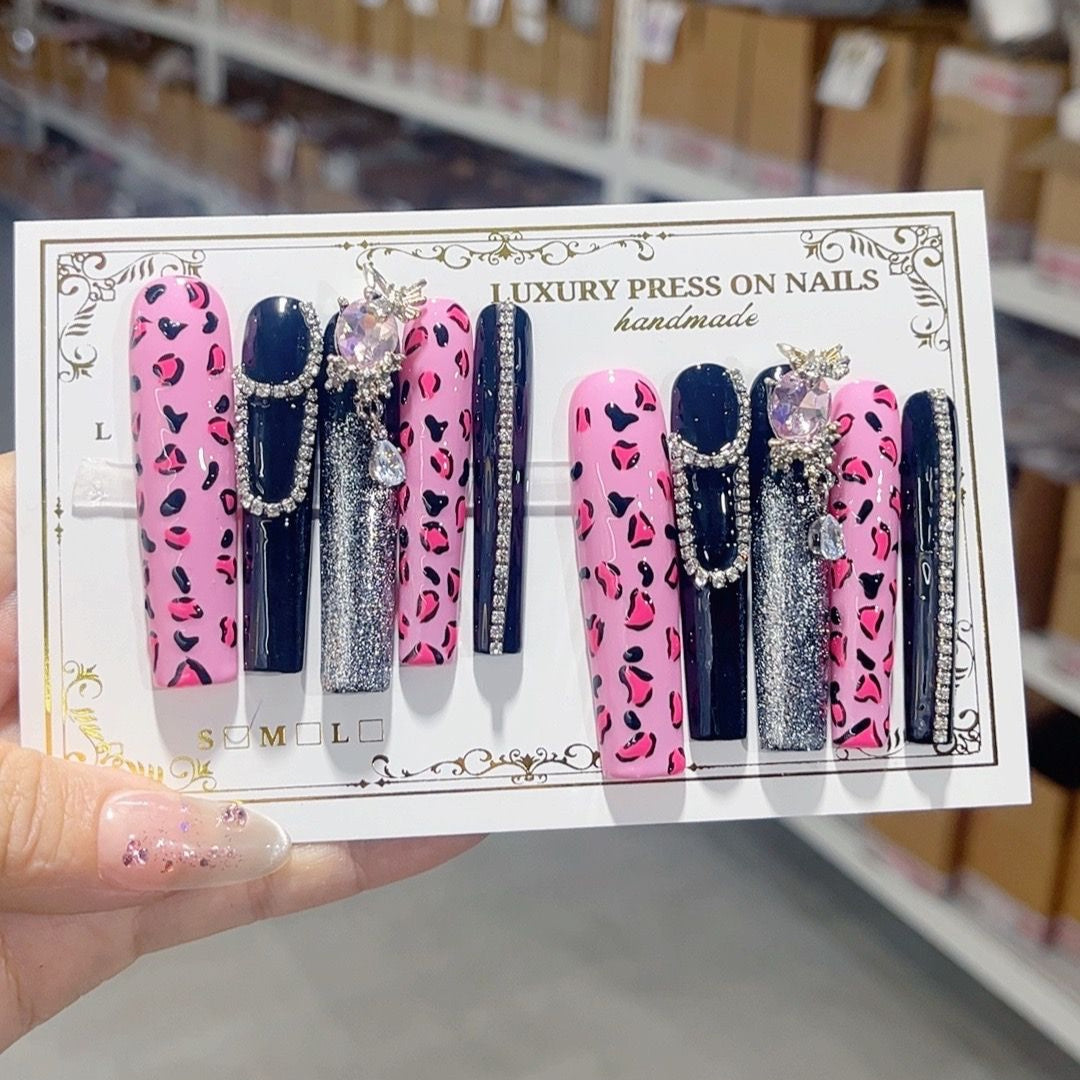 M108 Naked ice transparent jelly colored diamond HANDMADE NAIL