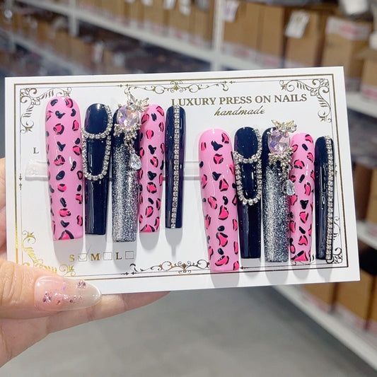 M108 Naked ice transparent jelly colored diamond HANDMADE NAIL