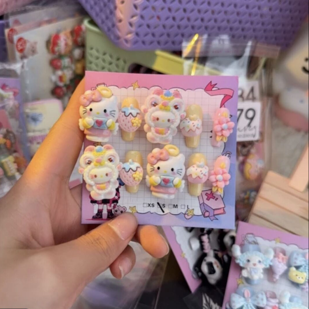 C3 Sweet Cream Kitty HANDMADE NAIL