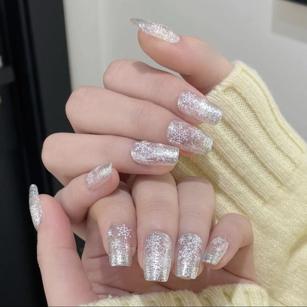 S3 Frost Winter Snowflakes Ice Beauty Merry Christmas HANDMADE NAIL