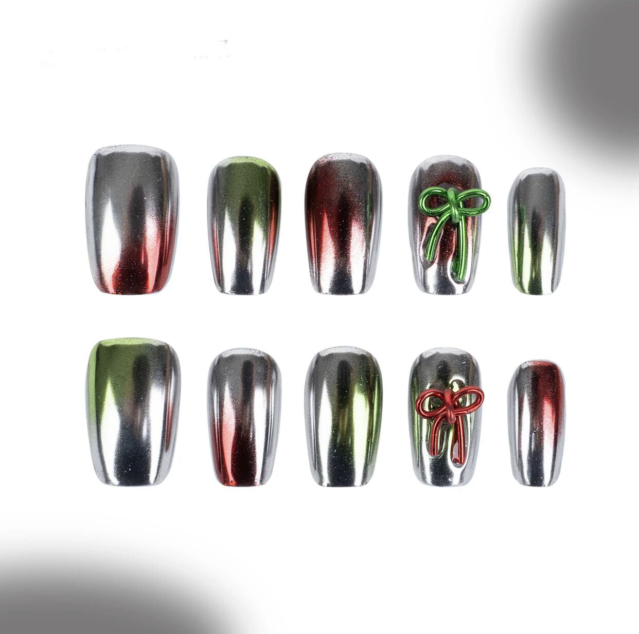 S4 Christmas Colors Bow Merry Christmas HANDMADE NAIL