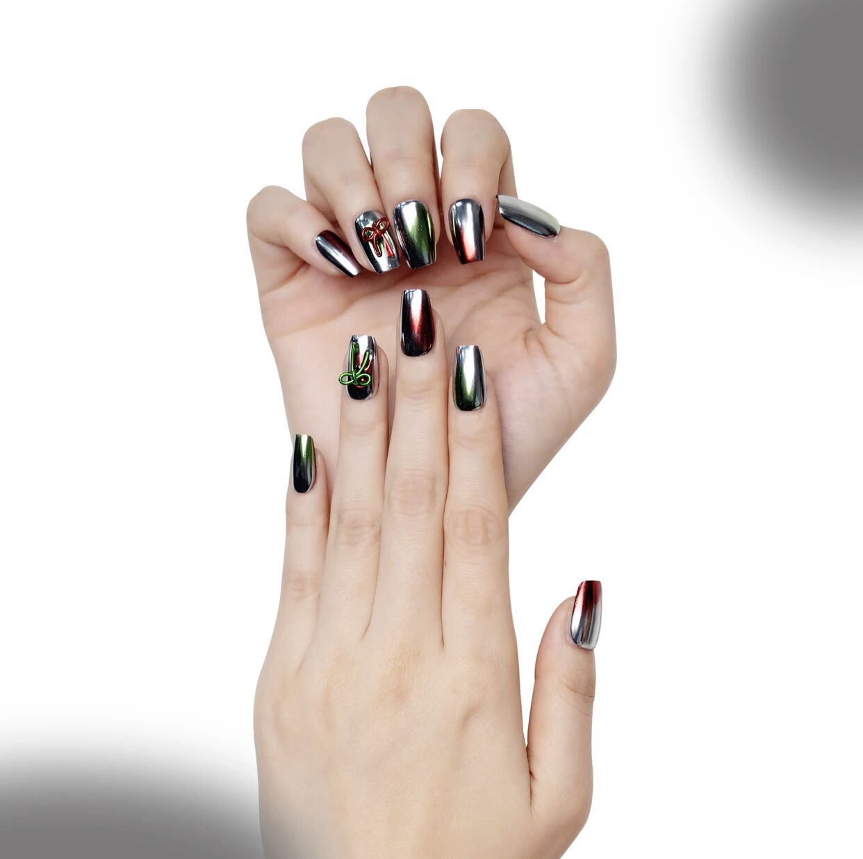 S4 Christmas Colors Bow Merry Christmas HANDMADE NAIL