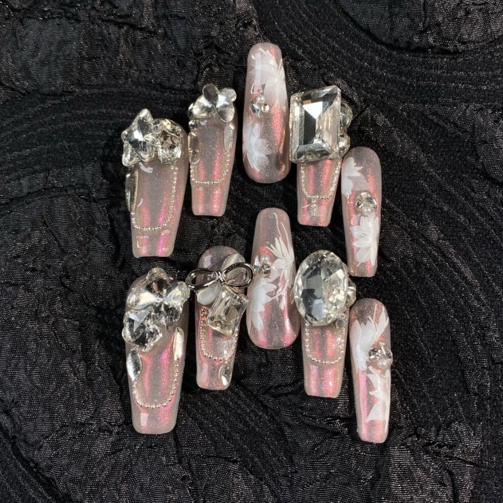 H335 Sweetheart Aurora Pink HANDMADE NAIL