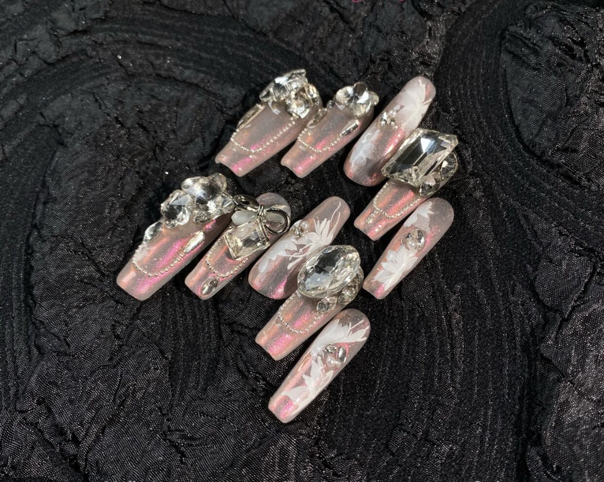 H335 Sweetheart Aurora Pink HANDMADE NAIL