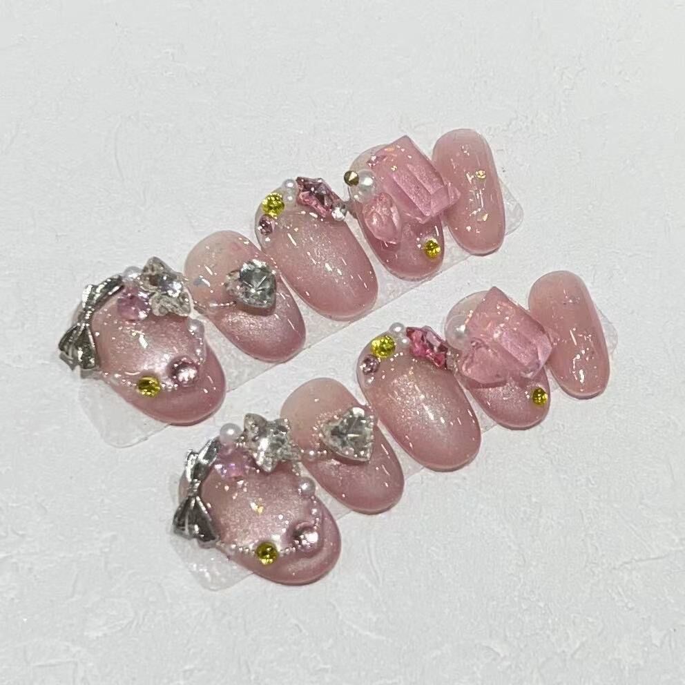 H368 Aurora Cat Eye Light Luxury HANDMADE NAIL