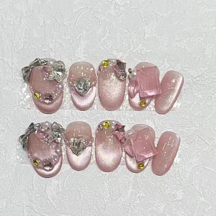 H368 Aurora Cat Eye Light Luxury HANDMADE NAIL