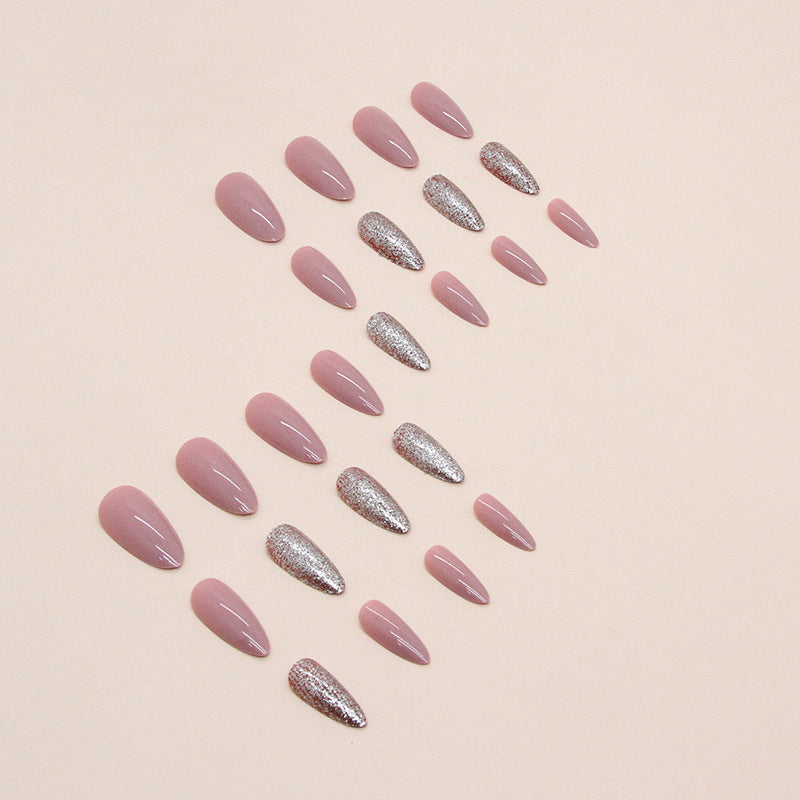 S33 GLITTER SHINY SHEER Cinnamon NUDE SHORT NAIL