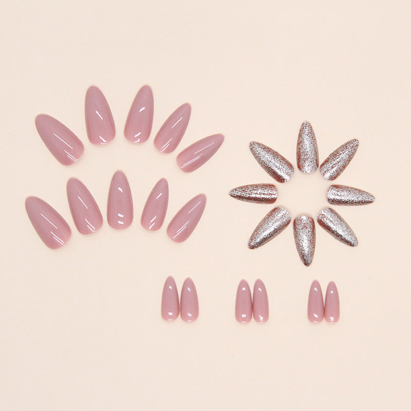 S33 GLITTER SHINY SHEER Cinnamon NUDE SHORT NAIL