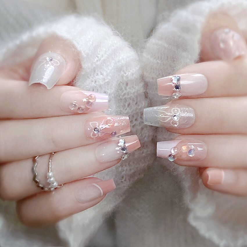 F42 Sweet Cherry Butterfly Dewdrops MEDIUM NAIL