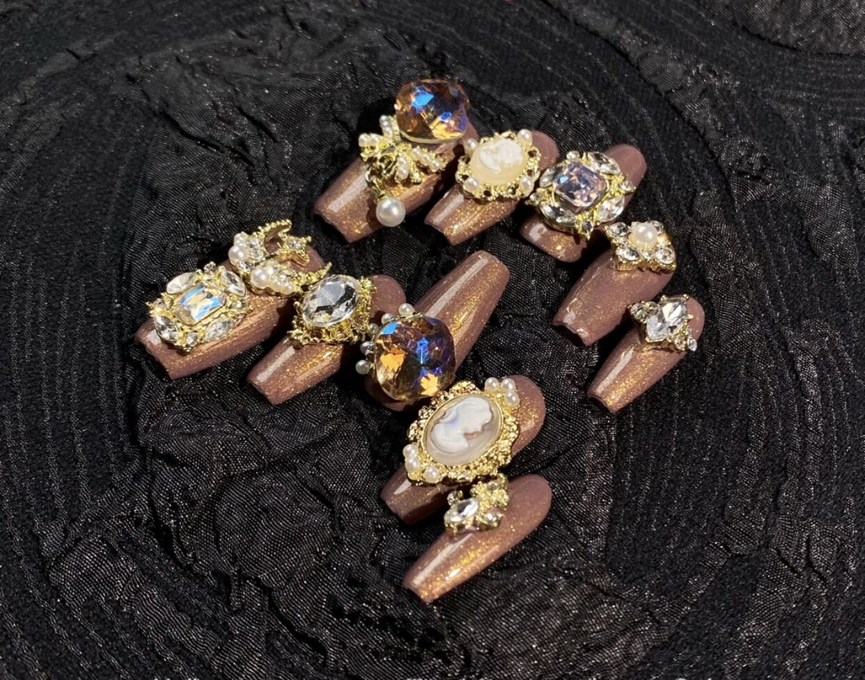 H336 Coffee Palace Golden Crown Classical HANDMADE NAIL