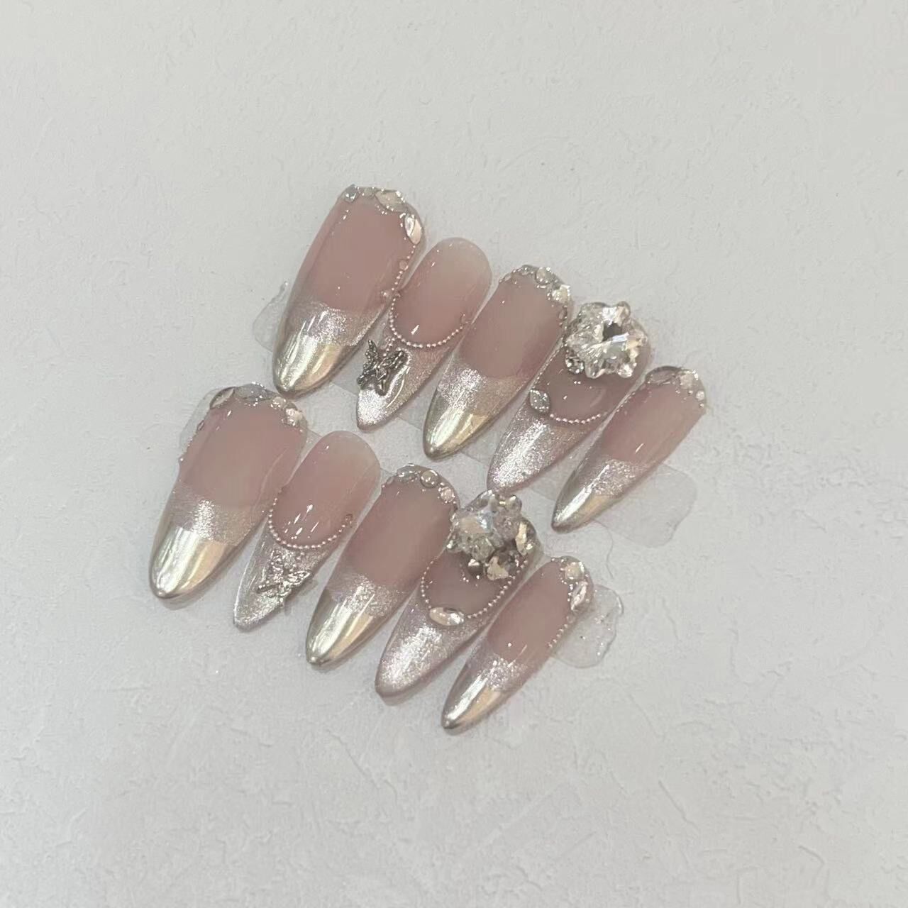 H371 Advanced Cat Eye Magic Mirror Butterfly HANDMADE NAIL