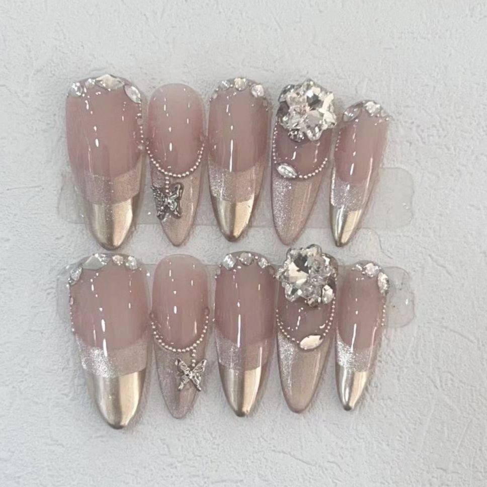 H371 Advanced Cat Eye Magic Mirror Butterfly HANDMADE NAIL