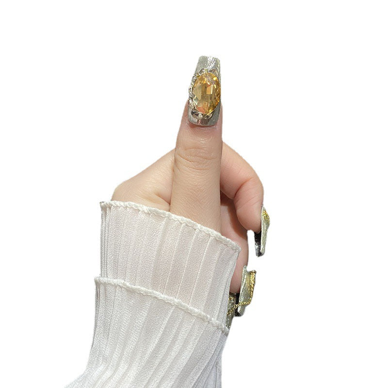 H23 SILVER DIAMOND GOLD CHAIN HANDMADE NAIL