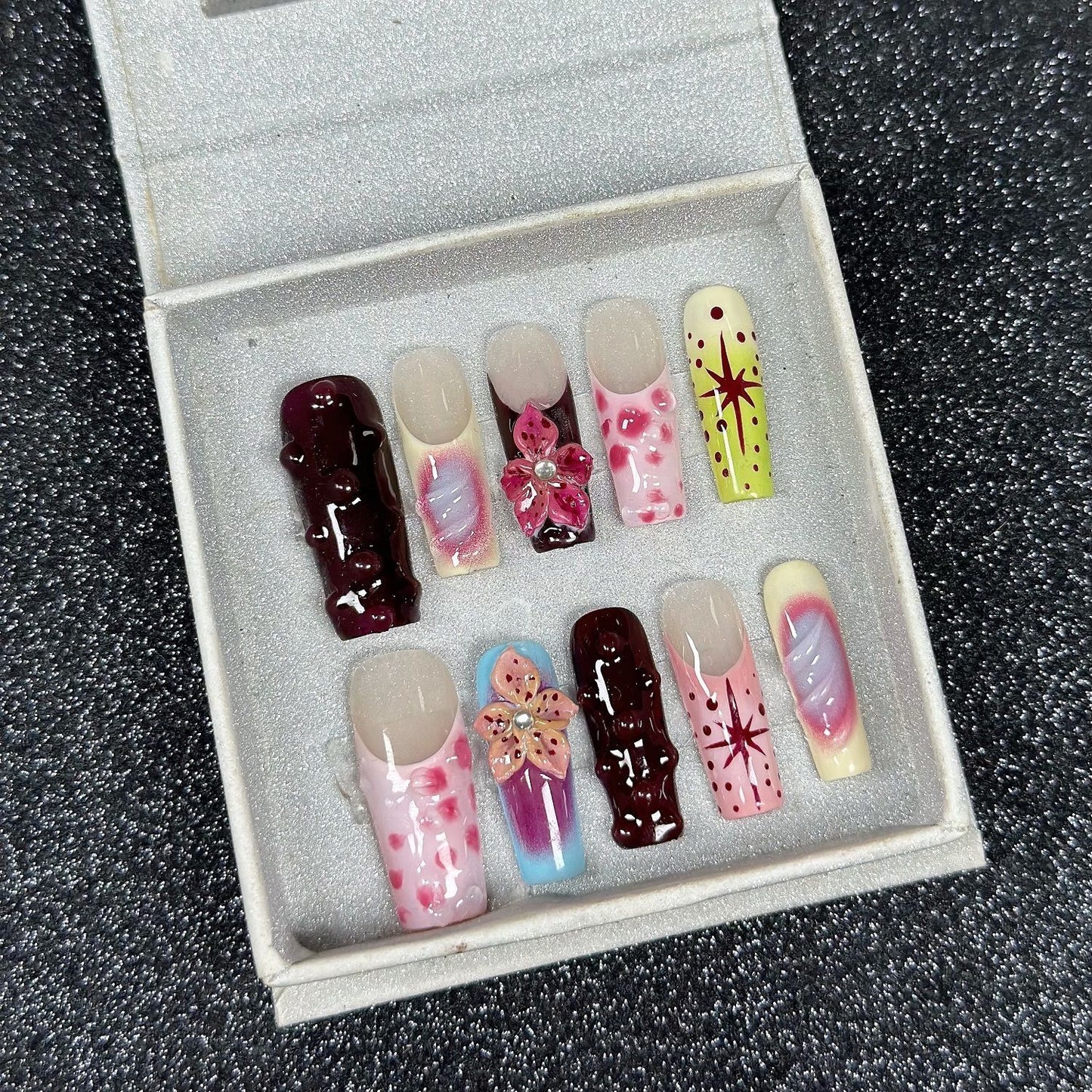 H351 3D Flower Blending and Refreshing HANDMADE NAIL