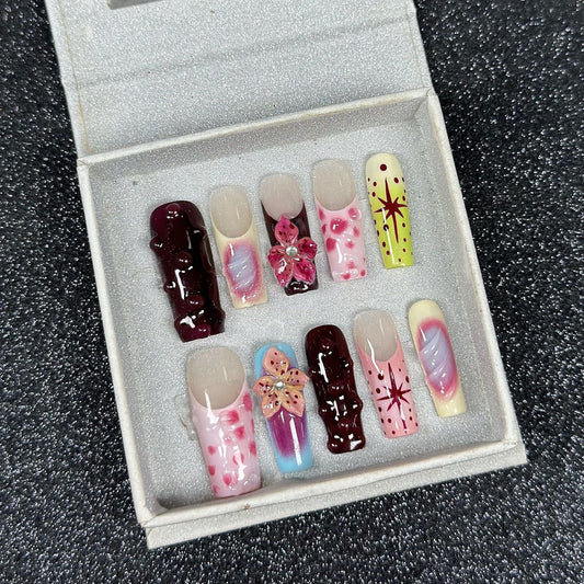 H351 3D Flower Blending and Refreshing HANDMADE NAIL