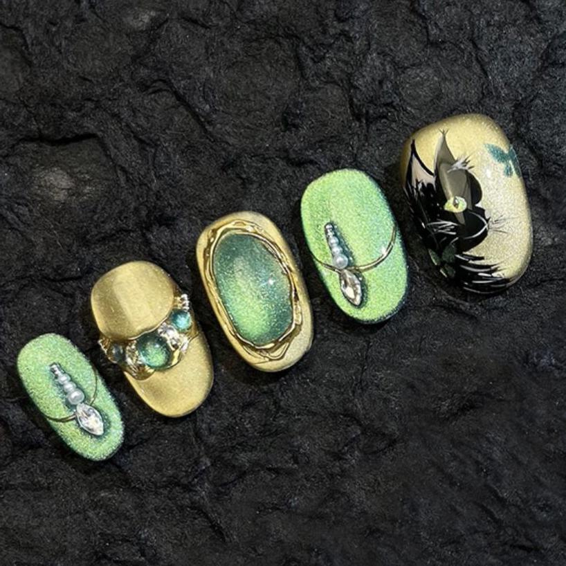 H409 Aurora Night Charm HANDMADE NAIL