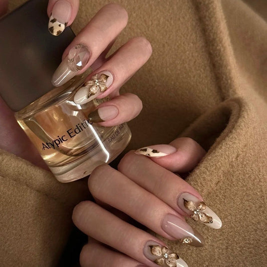 H359 Devil's Flower Ice Transparent 3D Carving HANDMADE NAIL