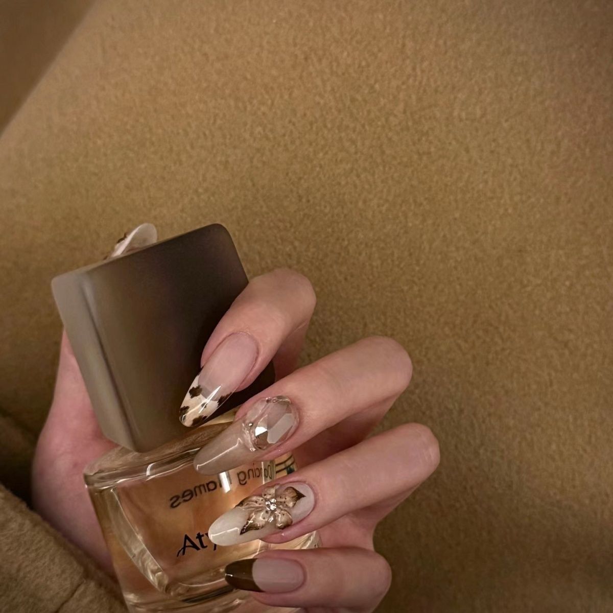 H359 Devil's Flower Ice Transparent 3D Carving HANDMADE NAIL