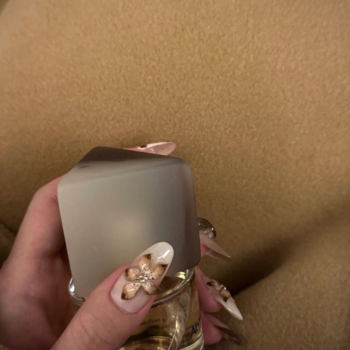 H359 Devil's Flower Ice Transparent 3D Carving HANDMADE NAIL