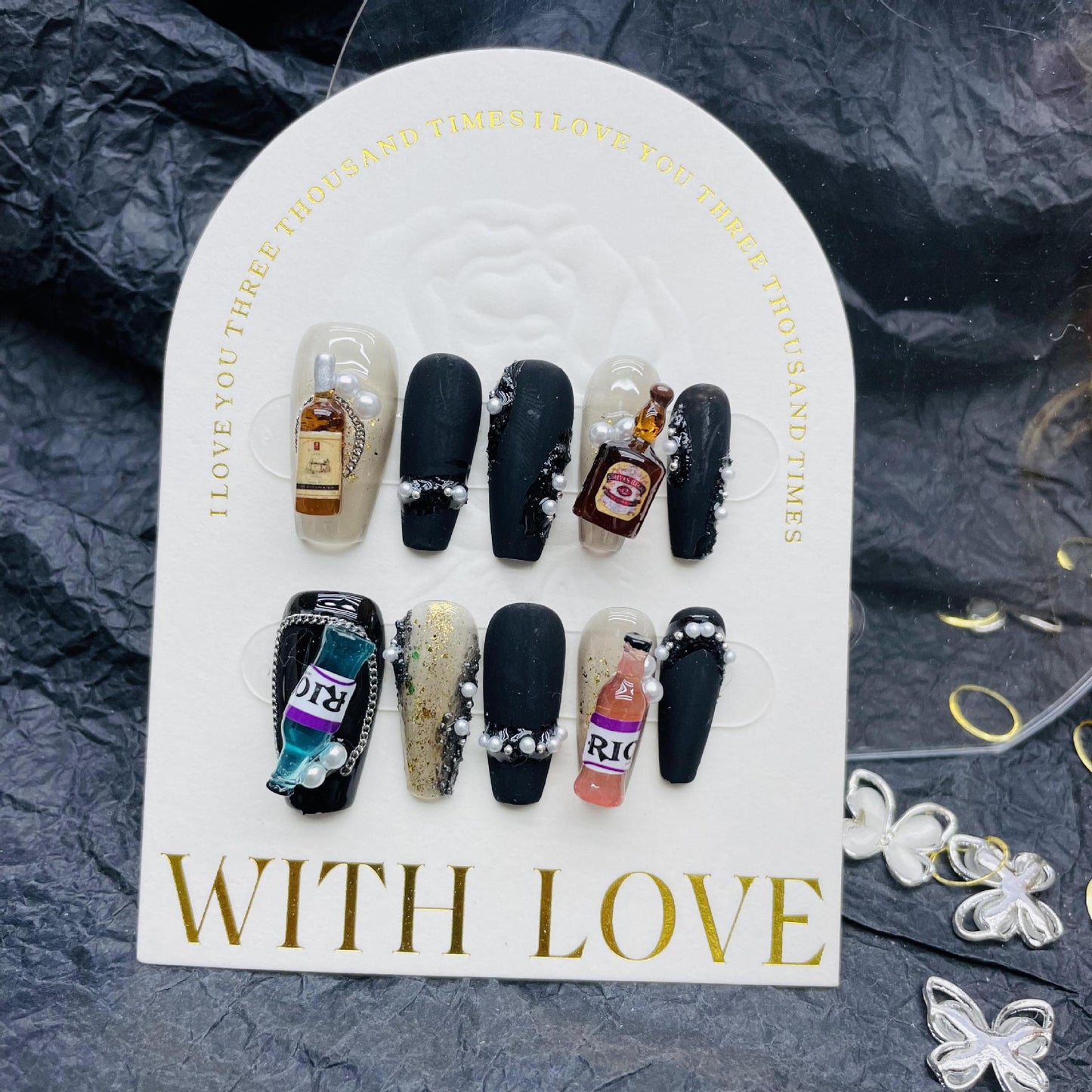 H6 WINE LOVER WACKY CUTE HANDMADE NAIL