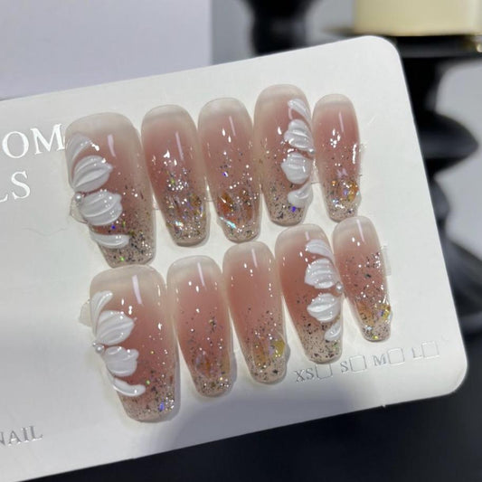 P6 French Simple Lily Flower HANDMADE NAIL