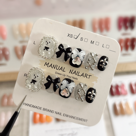 P9 Ice Crystal Bow Bear HANDMADE NAIL