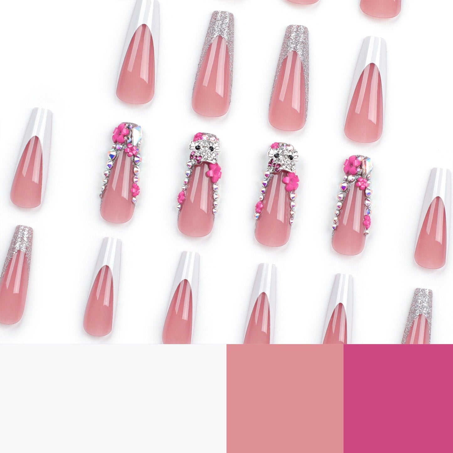 L51 Diamond Border Cat LONG NAIL