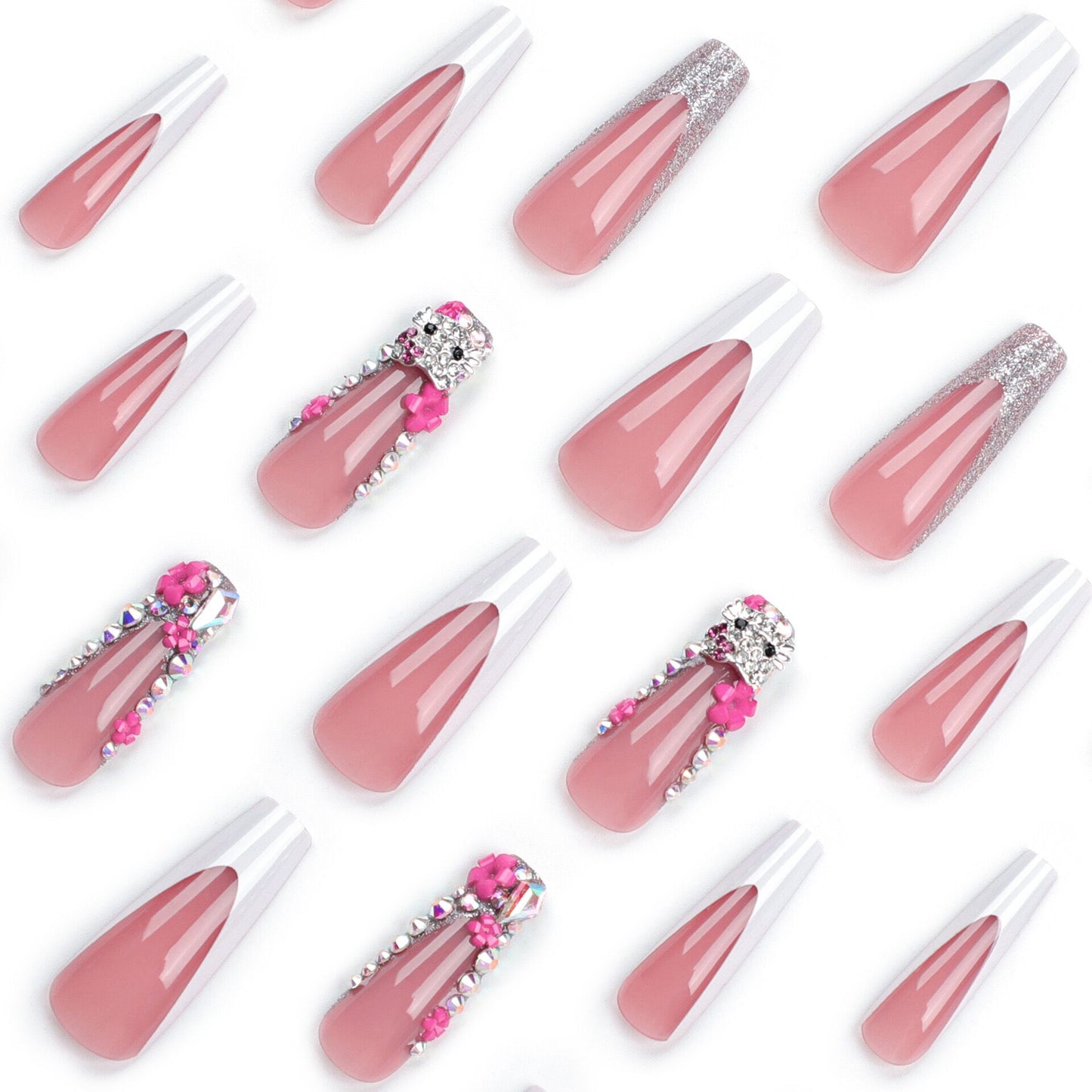 L51 Diamond Border Cat LONG NAIL