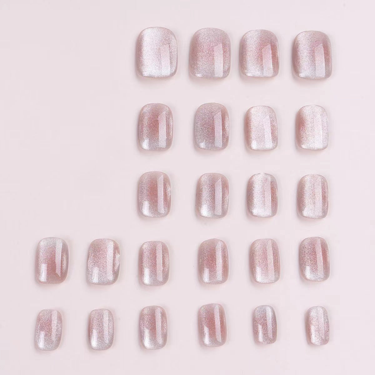 S49 Baby pink Light Bulb Cat Eye SHORT NAIL