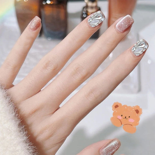 S58 Fashionable kitten eyes with diamond glitter SHORT NAIL