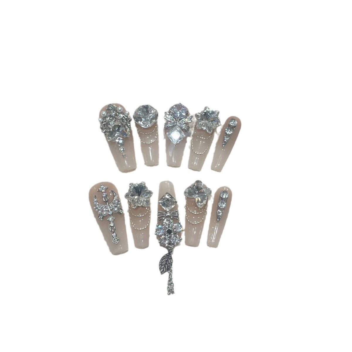 H283 Maple leaves full of diamond tassels HANDMADE NAIL