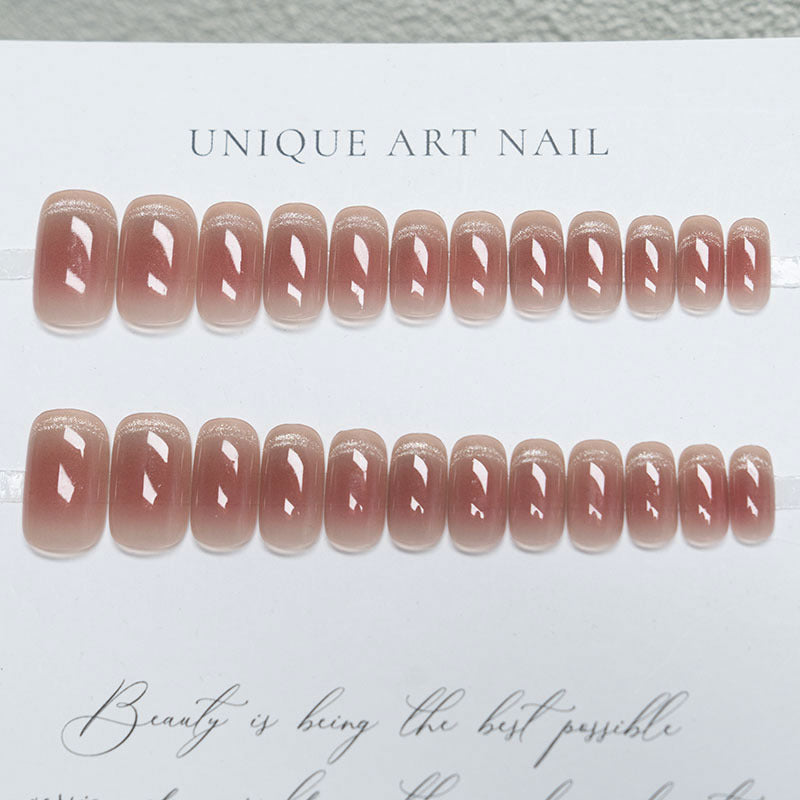 S51 Faint French Cat's Eye Flash SHORT NAIL