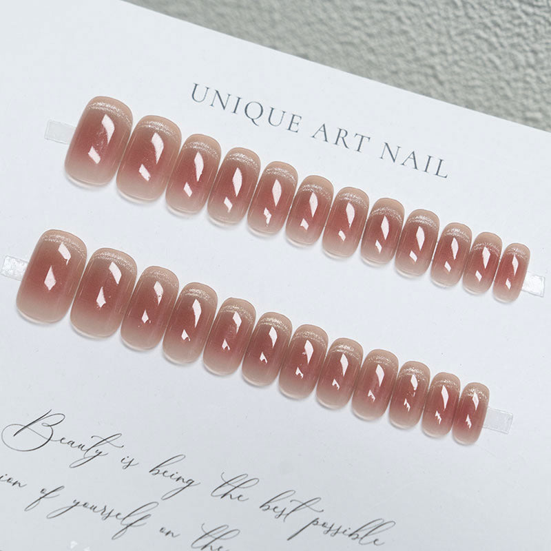 S51 Faint French Cat's Eye Flash SHORT NAIL