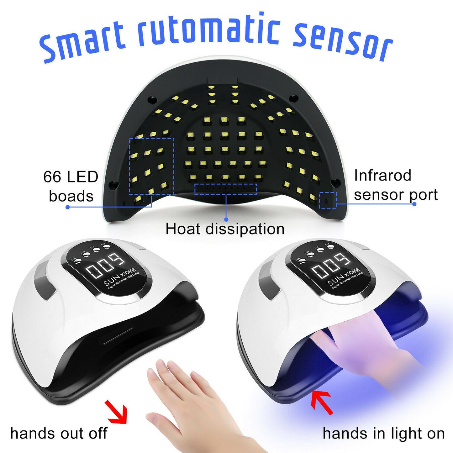 LKE UV Nail Lamp, Dryer 280W Light for Nails with 4 Timers LED Lamp Gel Polish Kit Professional Art Tools Automatic Sensor