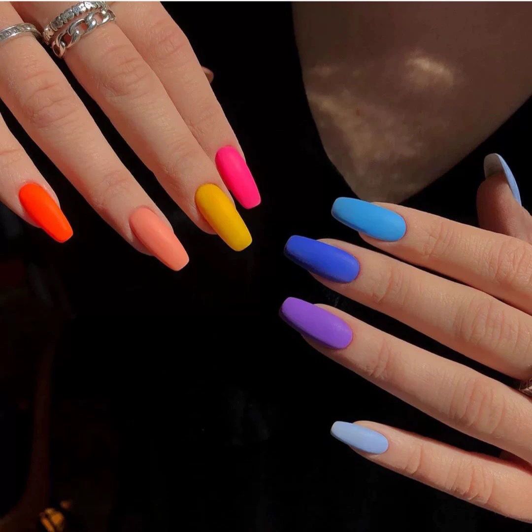 H230 Fluorescent color jump matte HANDMADE NAIL
