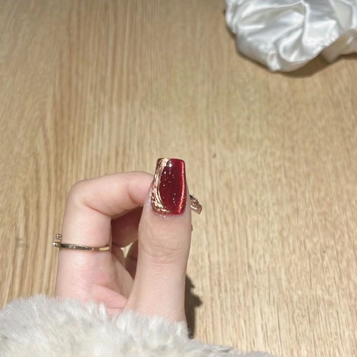 H20 Wine red cat eye metal magic mirror HANDMADE NAIL