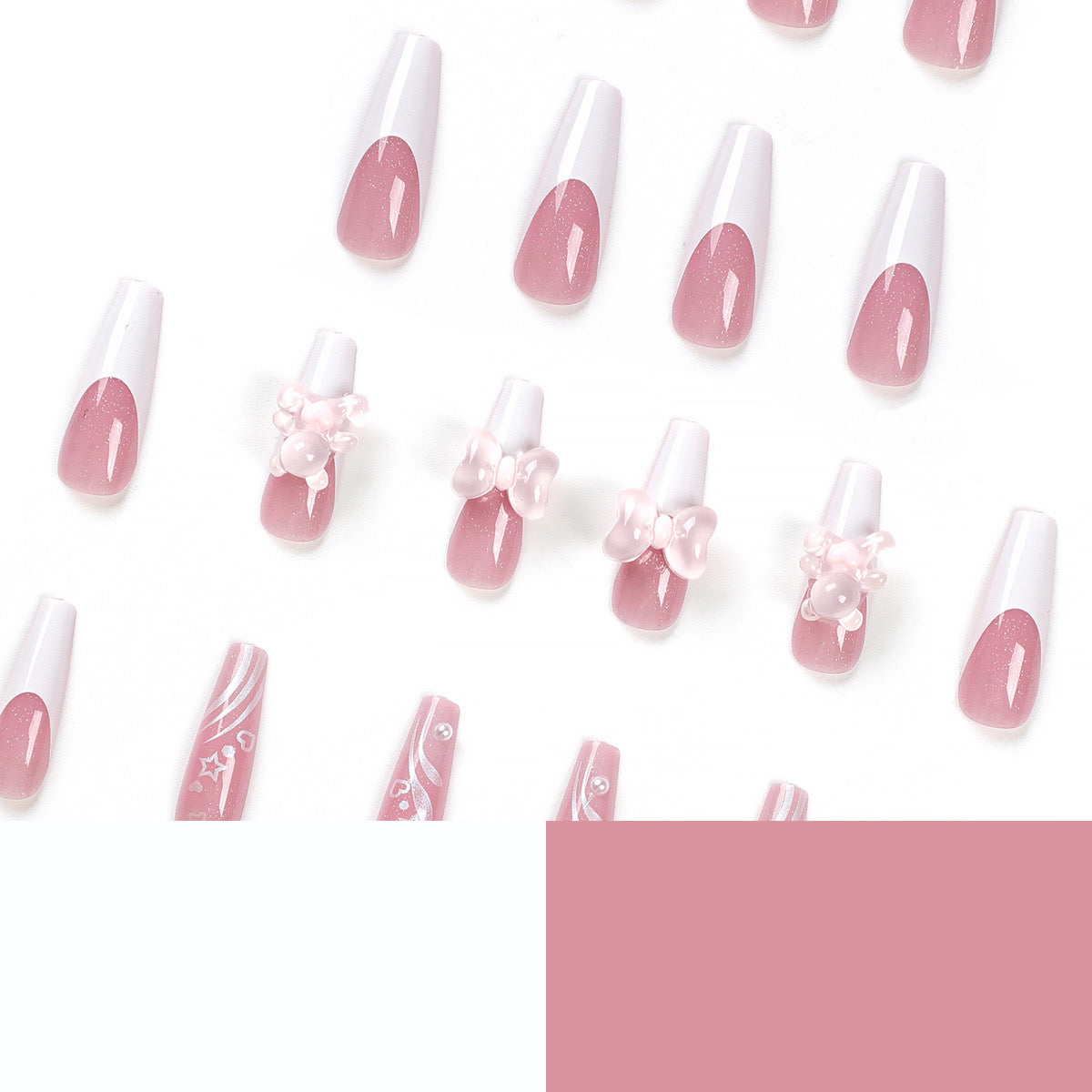 L45 PINK BOWTIE BEAR STAR LONG NAIL