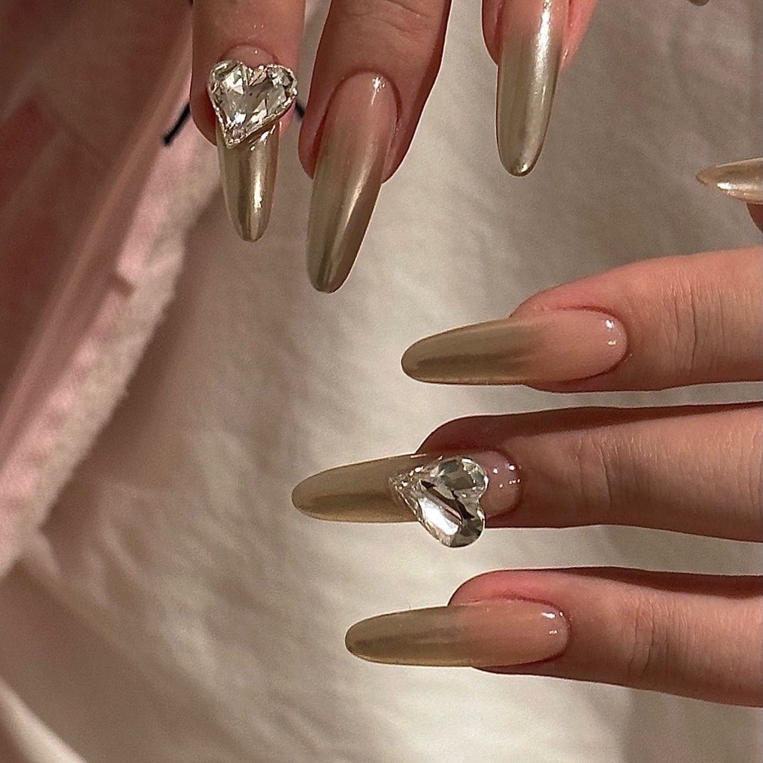 H305 Silver Magic Mirror Pink Gradient HANDMADE NAIL