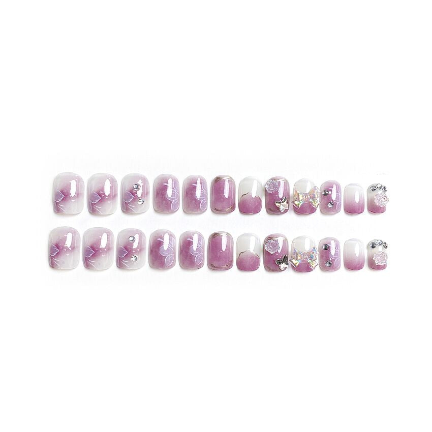 F37 Lilac Gentle Butterfly Bow SHORT NAIL