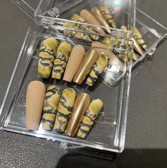 H249 SNAKE SCALE STILETTO & BALLERINA HANDMADE NAIL