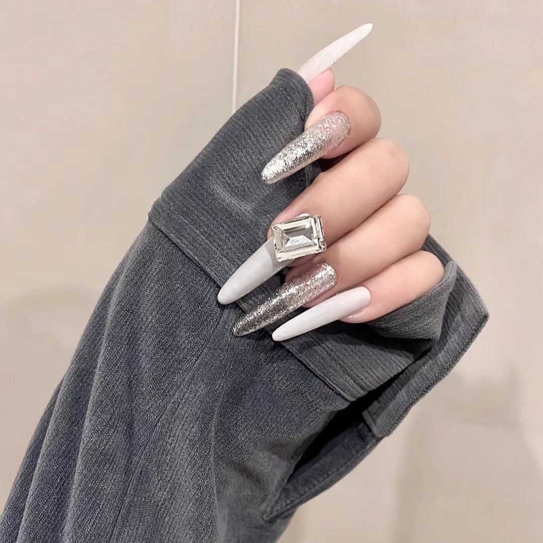 H204 Advanced colored rock sugar sparkling diamond HANDMADE NAIL