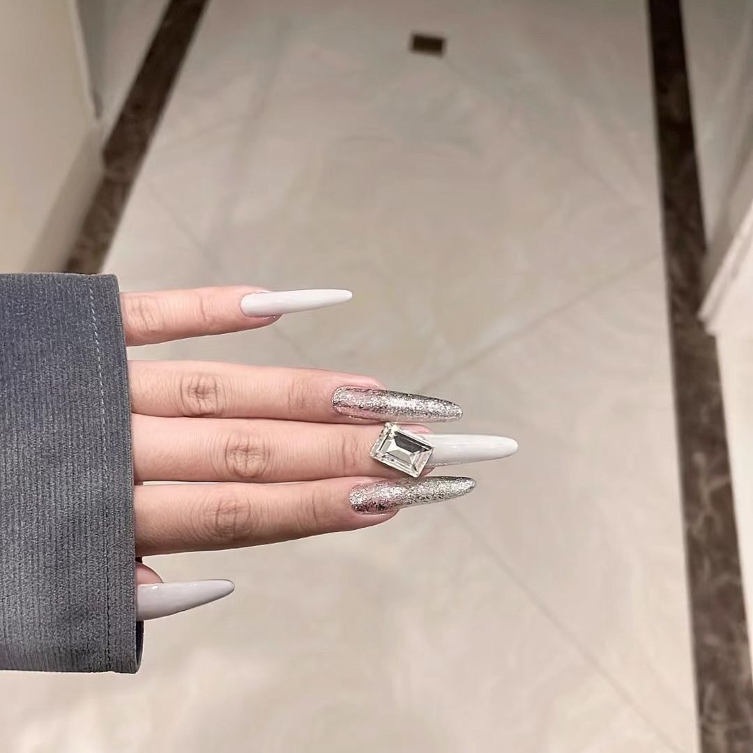 H204 Advanced colored rock sugar sparkling diamond HANDMADE NAIL