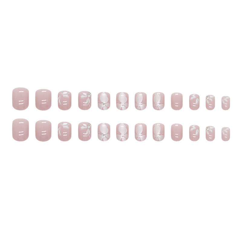 S44 BABY PINK BUTTERFLY SHORT NAIL