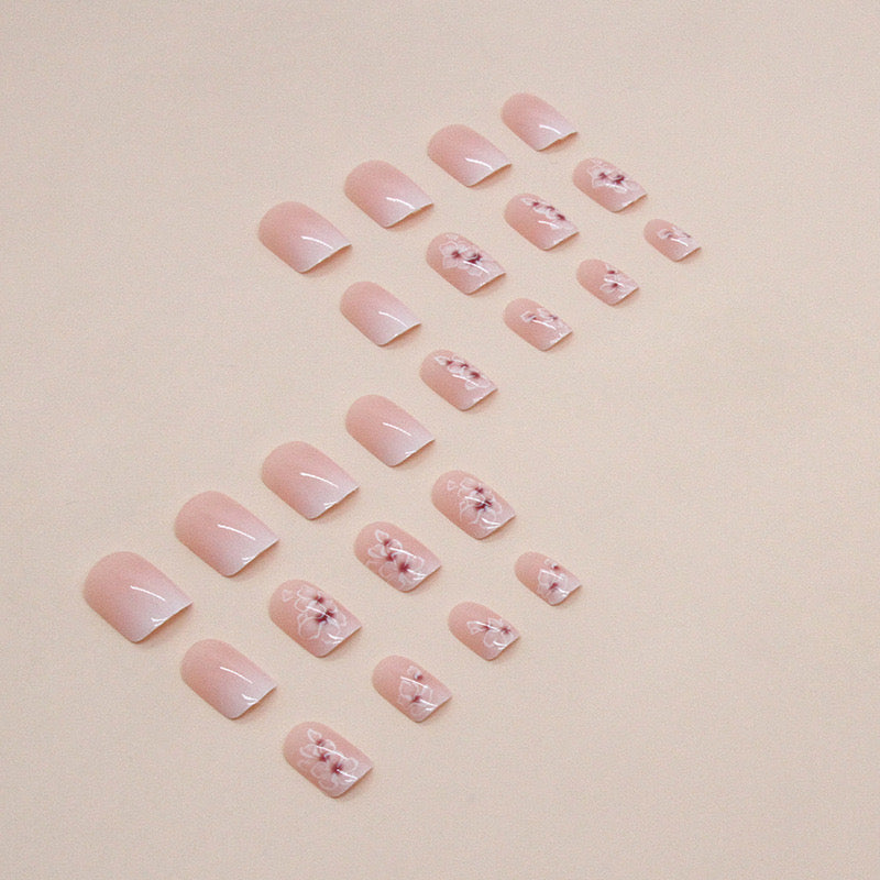 S42 SAKURA PINK FLOWER SHORT NAIL