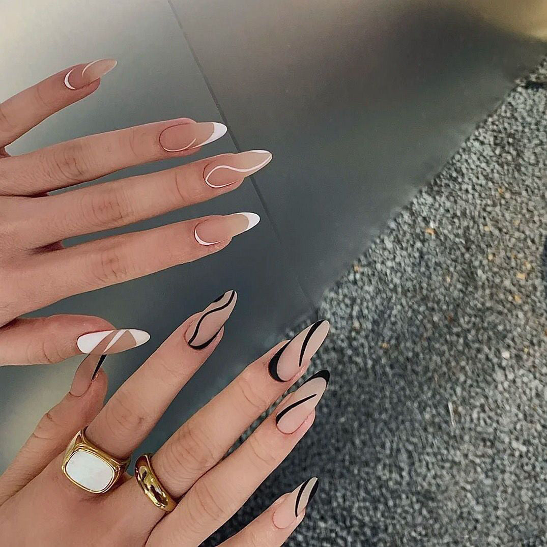 H255 Minimalist Line Mandarin Duck HANDMADE NAIL