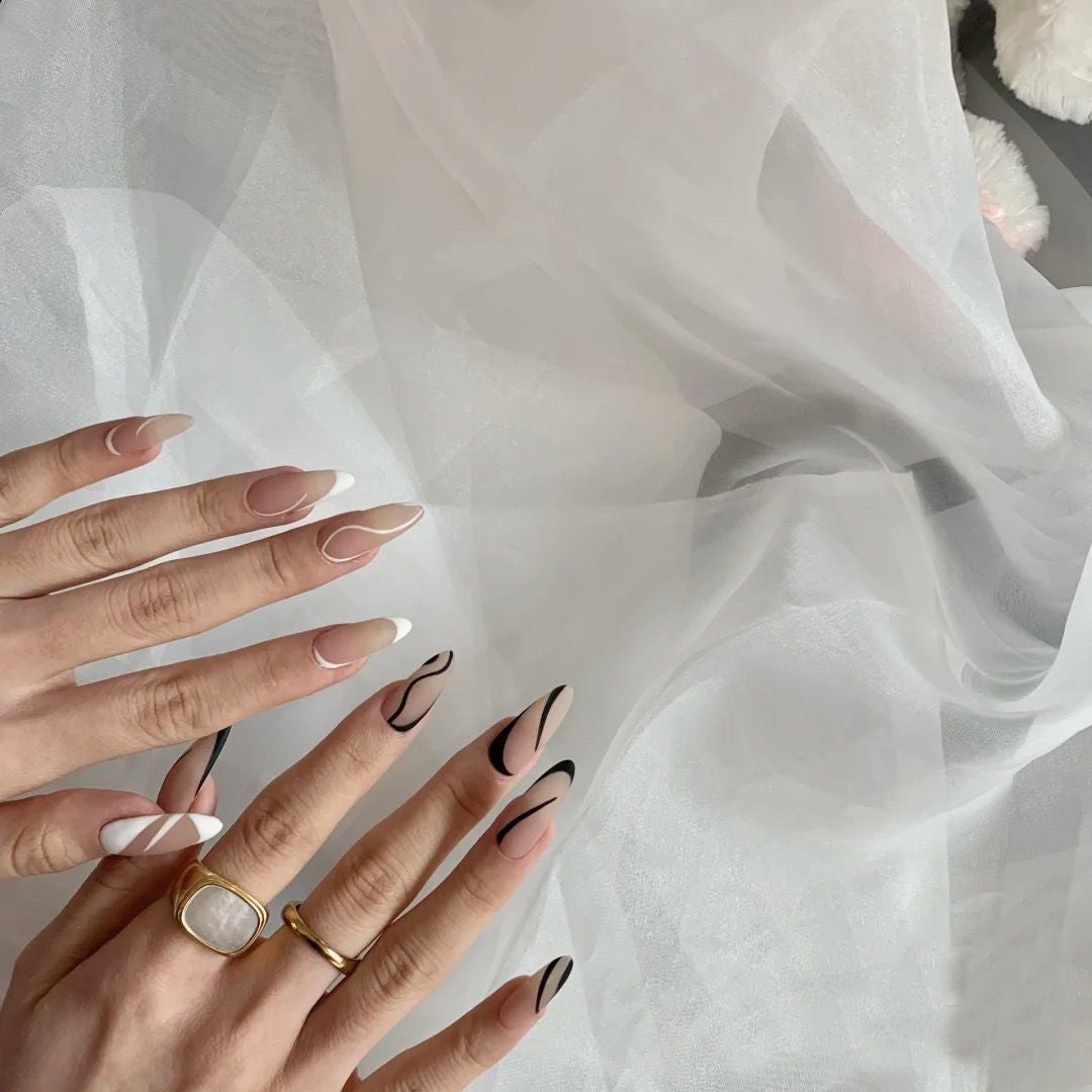 H255 Minimalist Line Mandarin Duck HANDMADE NAIL