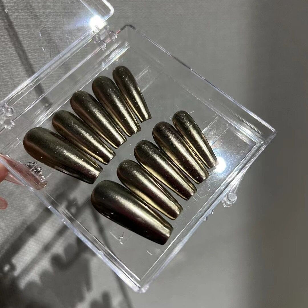 H214 CHAMPAGNE GOLD LONG NAIL