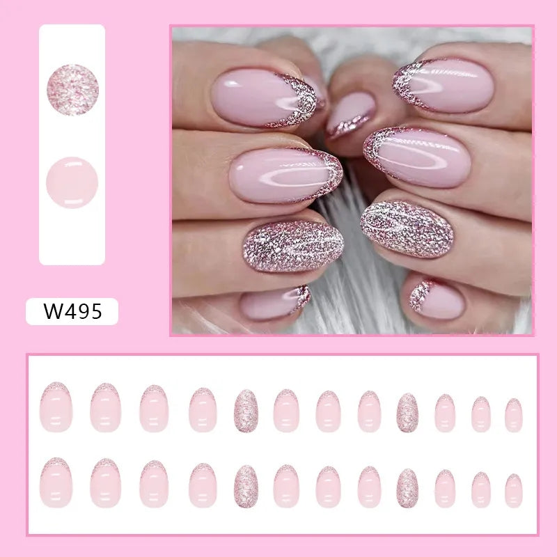 S4 PINK FRENCH ALMOND SHORT NAIL